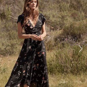 Christy Dawn Autumn Dress in Evening Floral (black, pink, green, ivory), size S